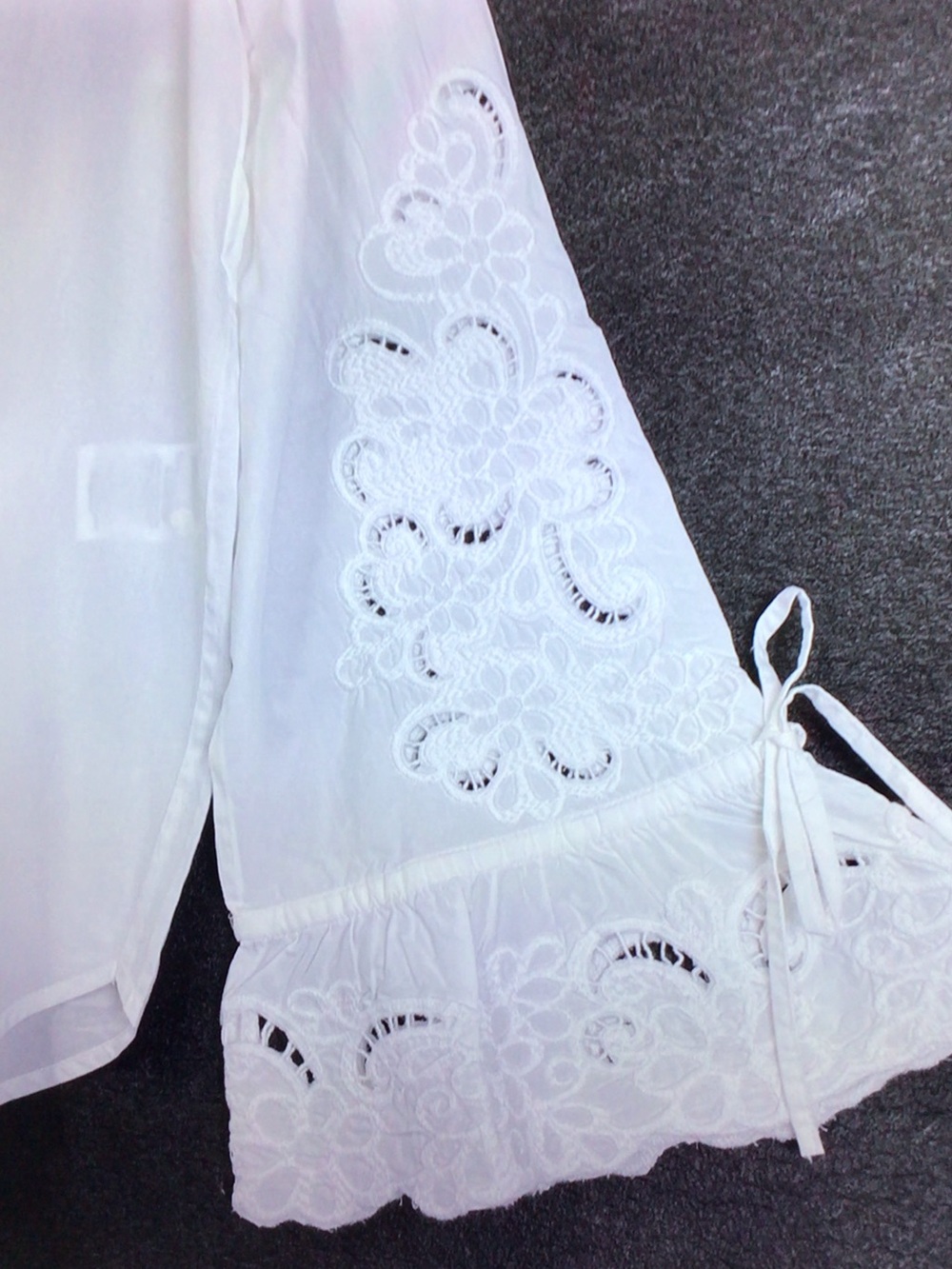 Sezane White Eyelet Embroidered Button-Up Blouse - Picture 8 of 10